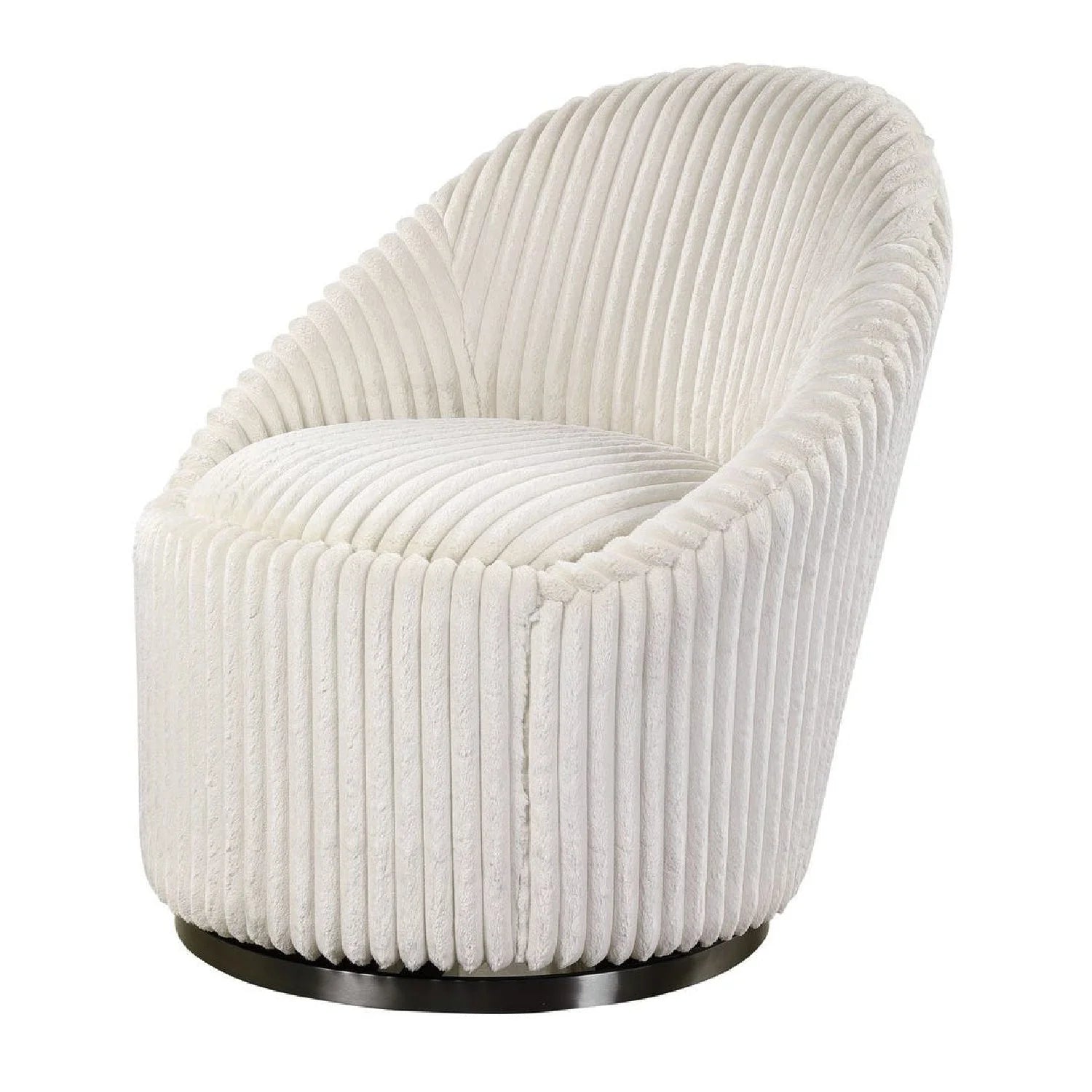 Luxury Fluted Chenille Swivel Lounge Chair Modern Italian Style for Villa