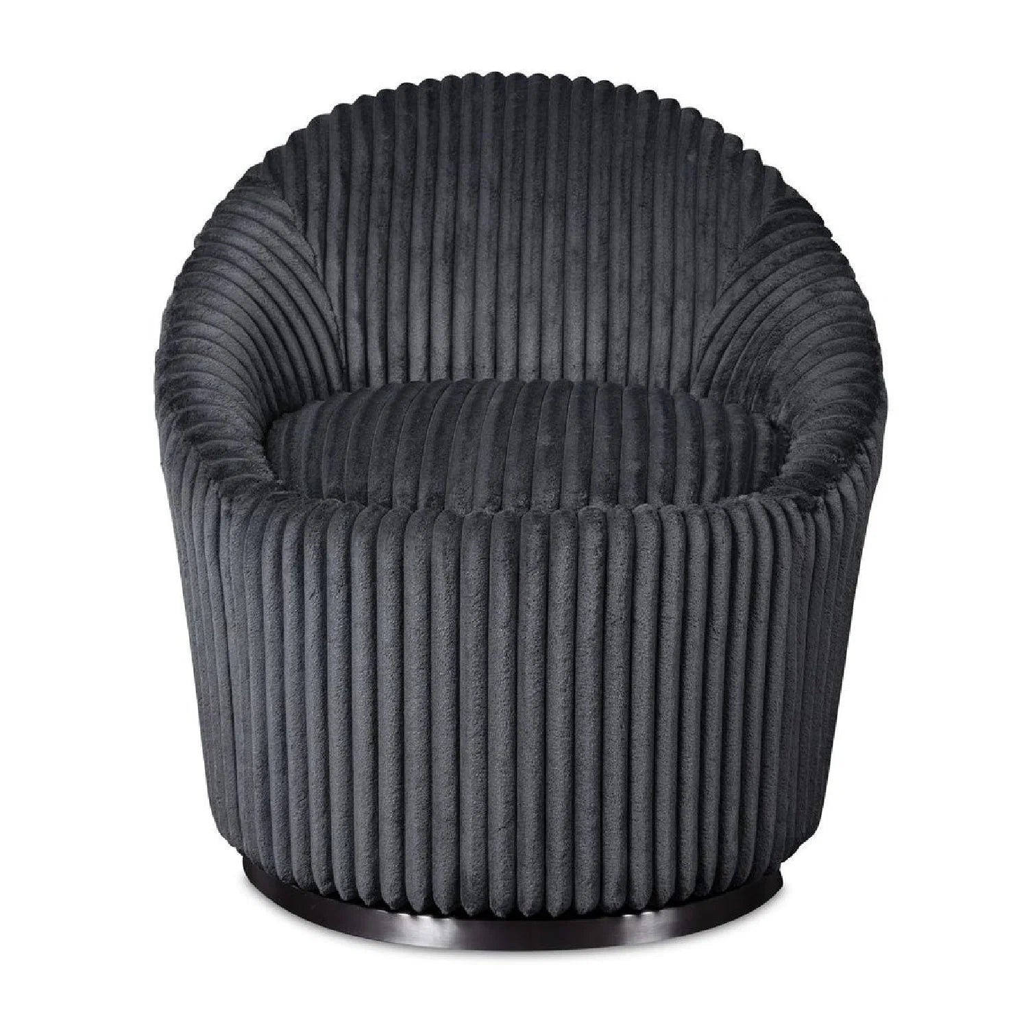 Luxury Fluted Chenille Swivel Lounge Chair Modern Italian Style for Villa