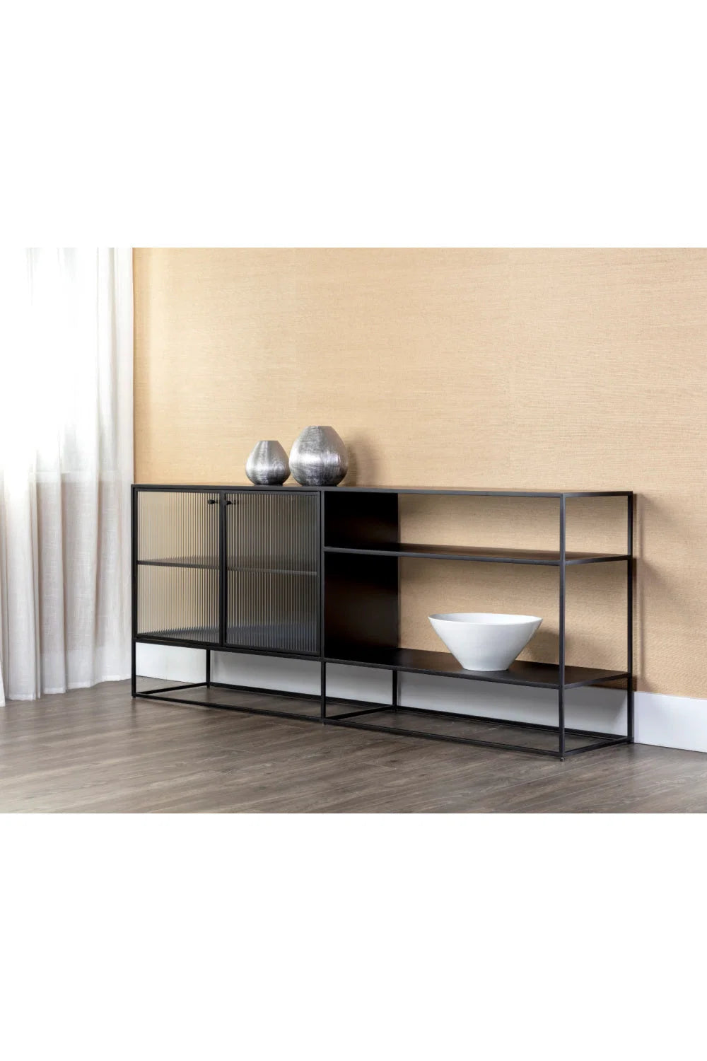 Luxury Fluted Glass Sideboard European Style for Villa