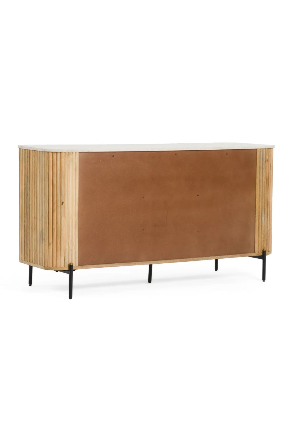 Luxury Fluted Mango Wood 4-Door Sideboard European Style for Villa