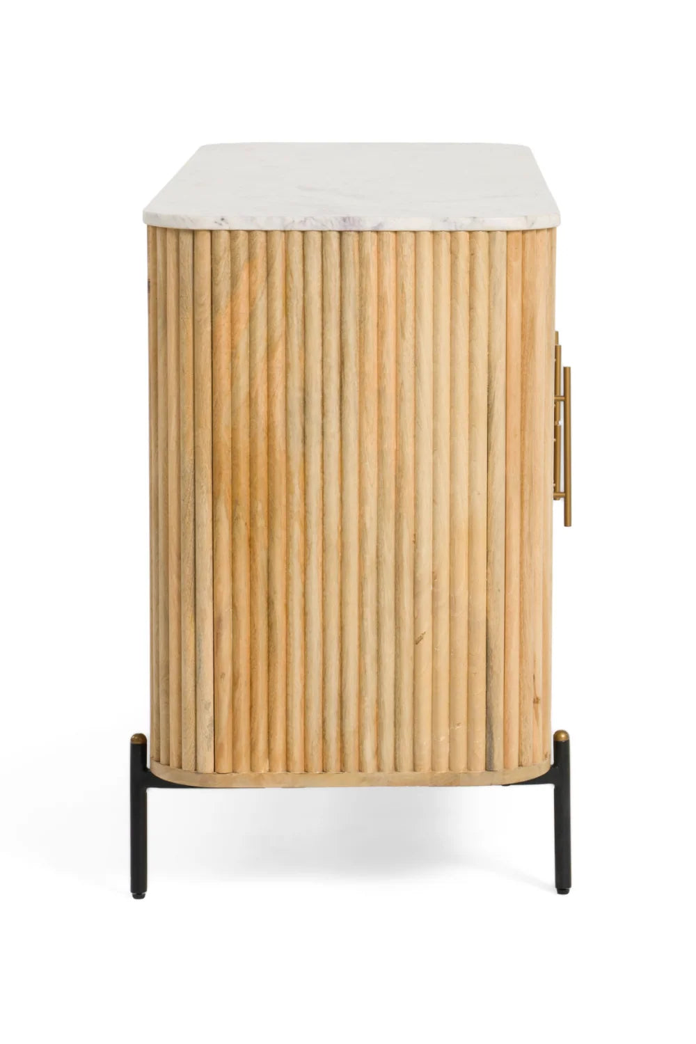 Luxury Fluted Mango Wood 4-Door Sideboard European Style for Villa
