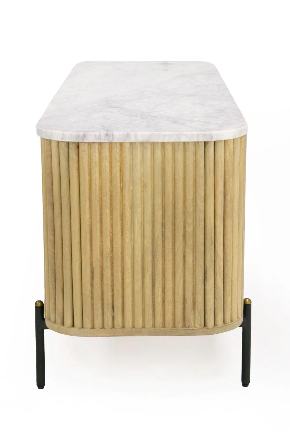 Luxury Fluted Mango Wood TV Stand Modern Italian Style for Villa