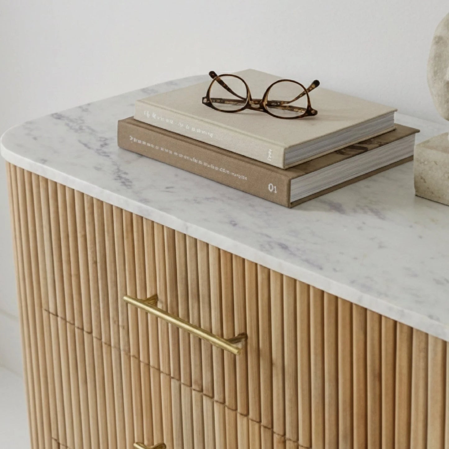 Luxury Fluted Modern Mango Wood 6-Drawer Dresser European Style for Villa