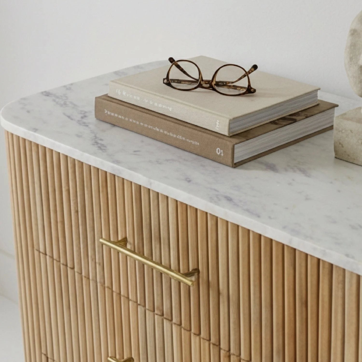 Luxury Fluted Modern Mango Wood 6-Drawer Dresser European Style for Villa