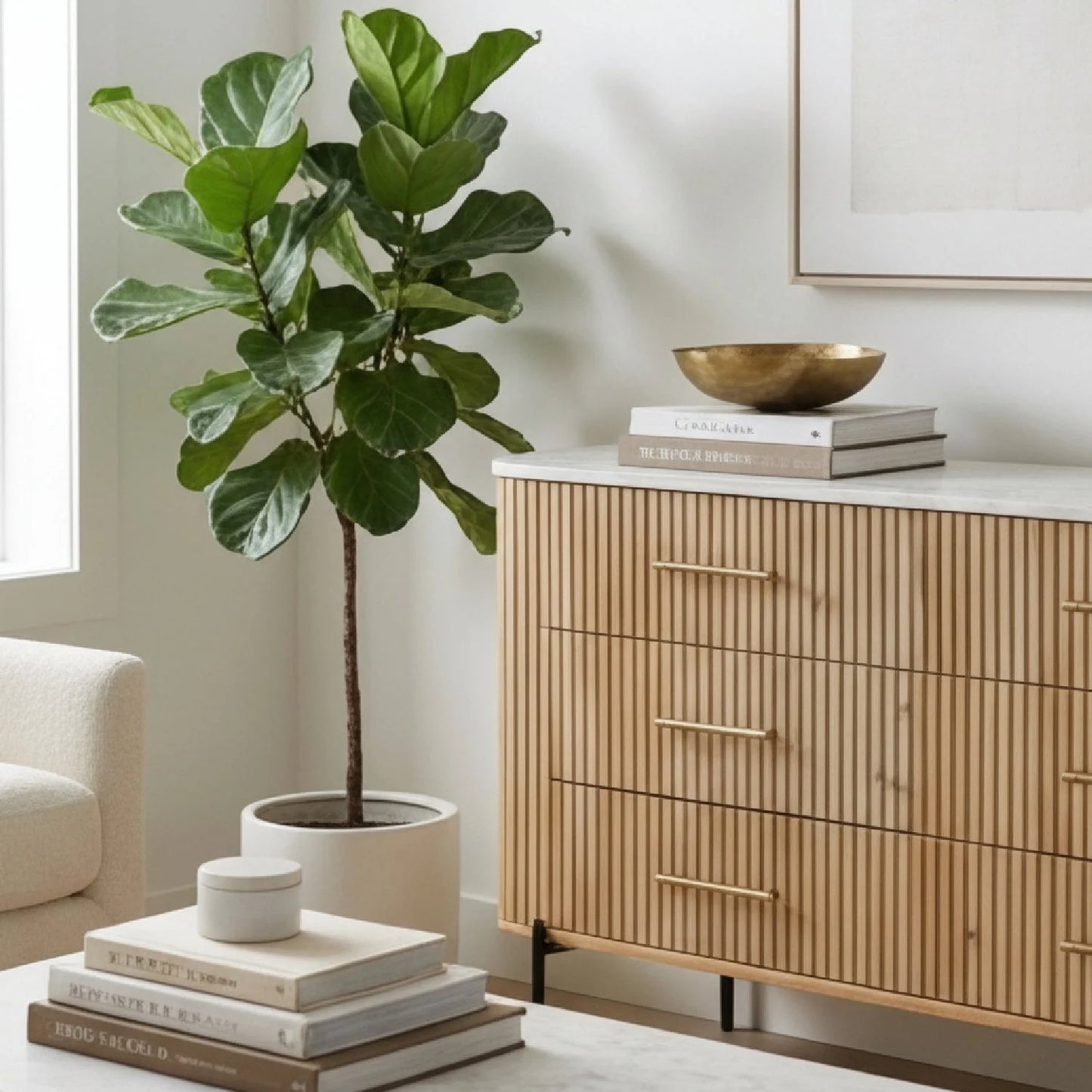 Luxury Fluted Modern Mango Wood 6-Drawer Dresser European Style for Villa