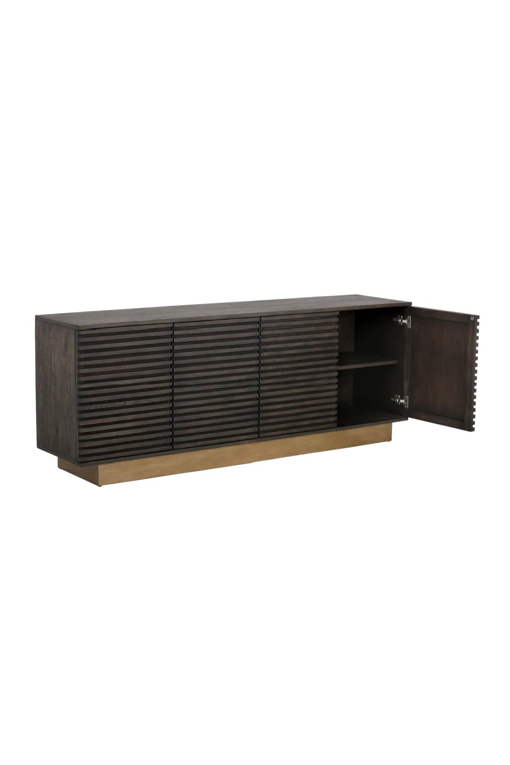 Luxury Fluted Oak 4-Door Sideboard European Style for Villa