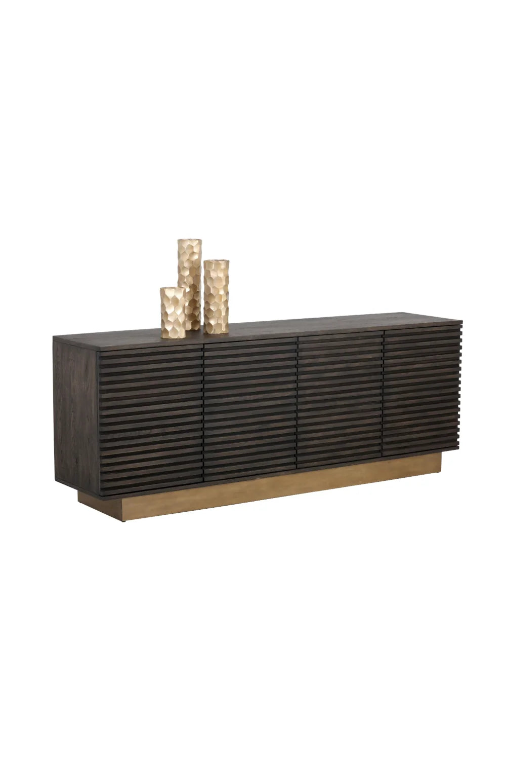 Luxury Fluted Oak 4-Door Sideboard European Style for Villa