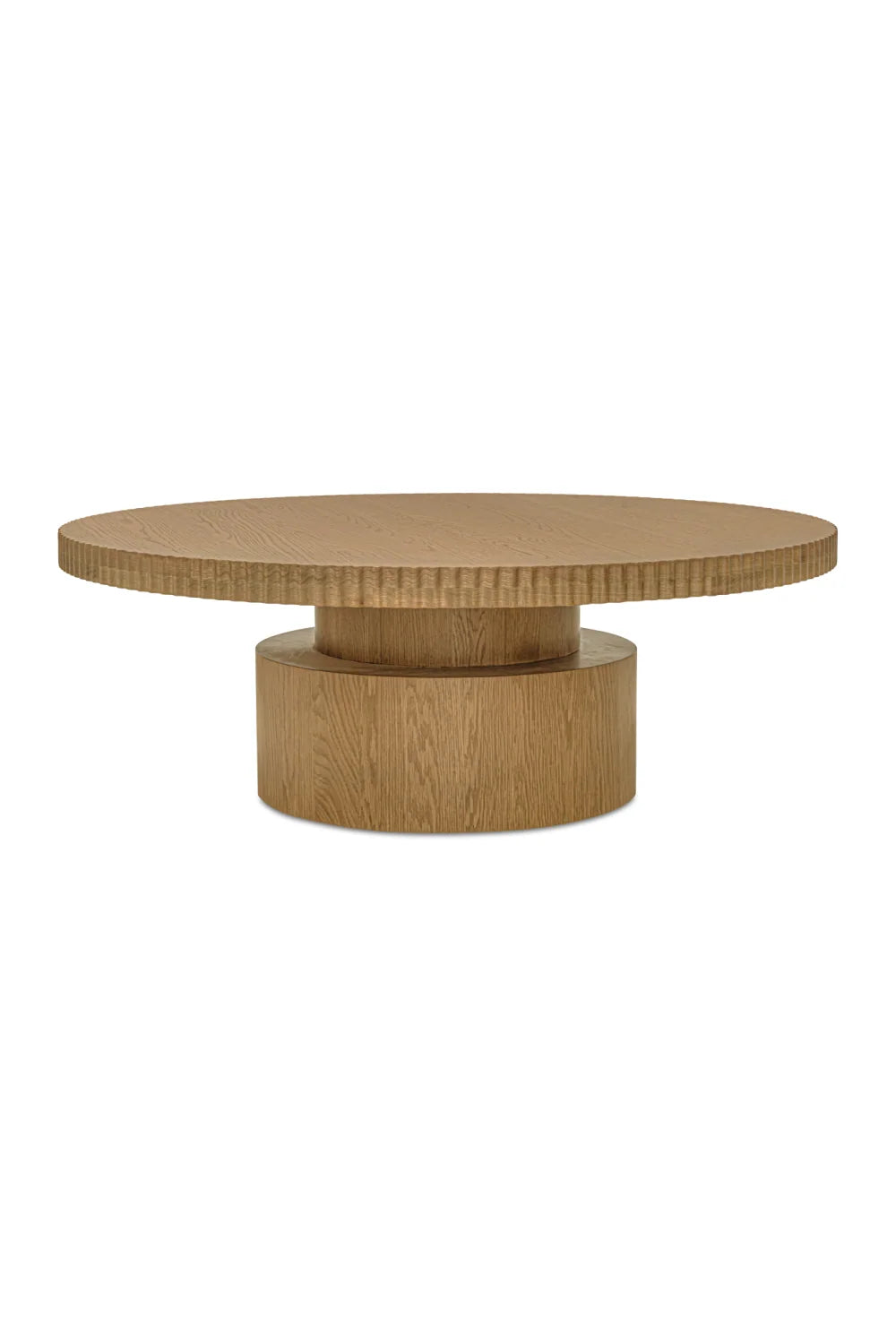 Luxury Fluted Round Oak Coffee Table Modern Italian Style for Villa