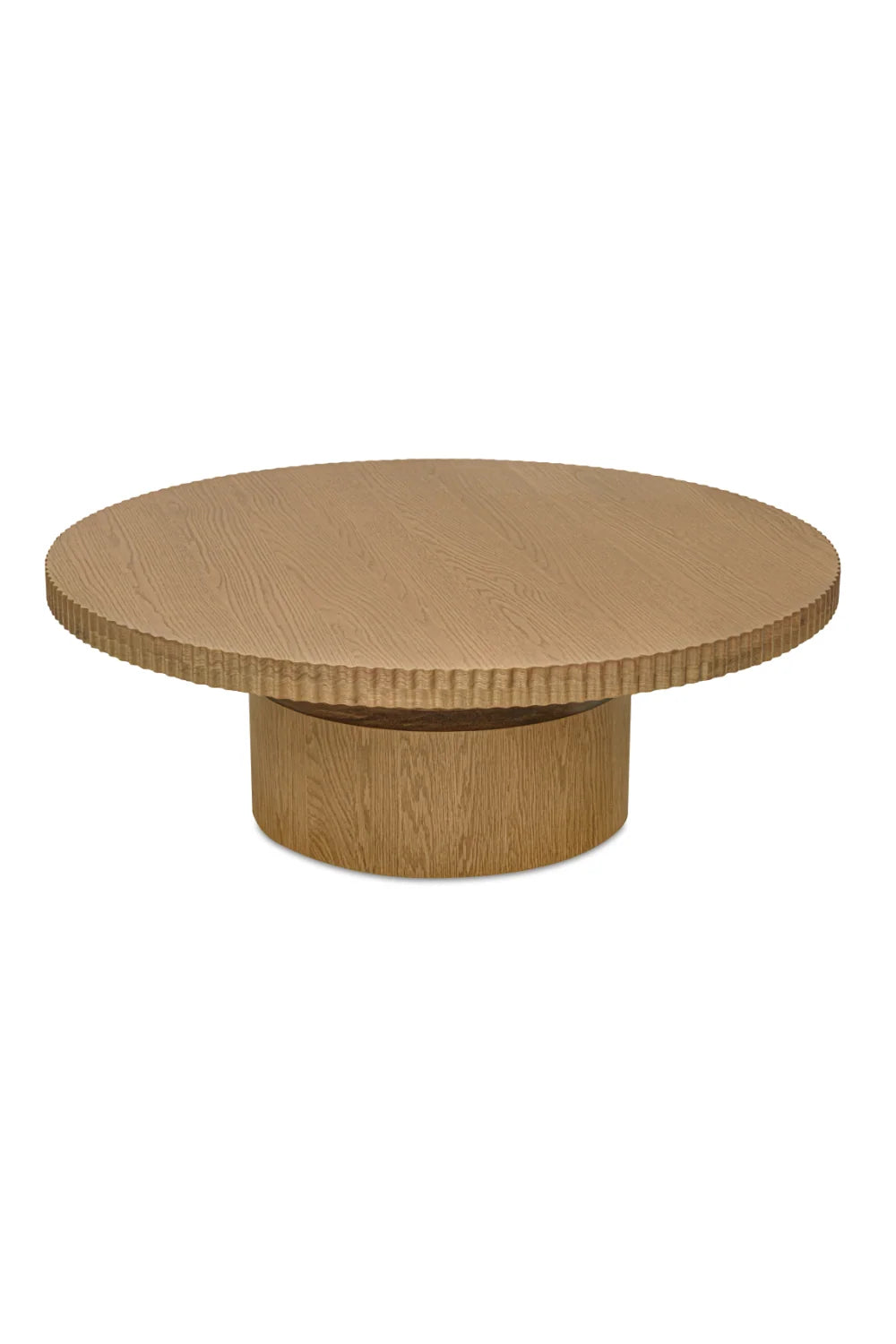 Luxury Fluted Round Oak Coffee Table Modern Italian Style for Villa