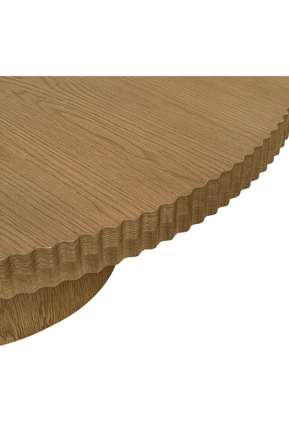 Luxury Fluted Round Oak Coffee Table Modern Italian Style for Villa