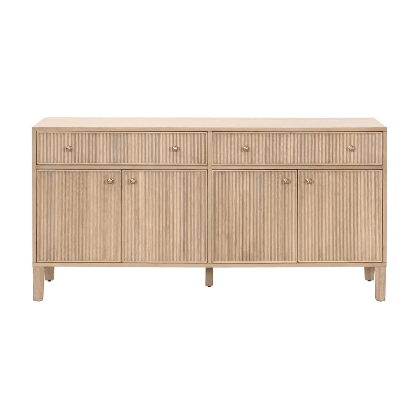 Luxury Fluted Solid Oak Sideboard European Style for Villa