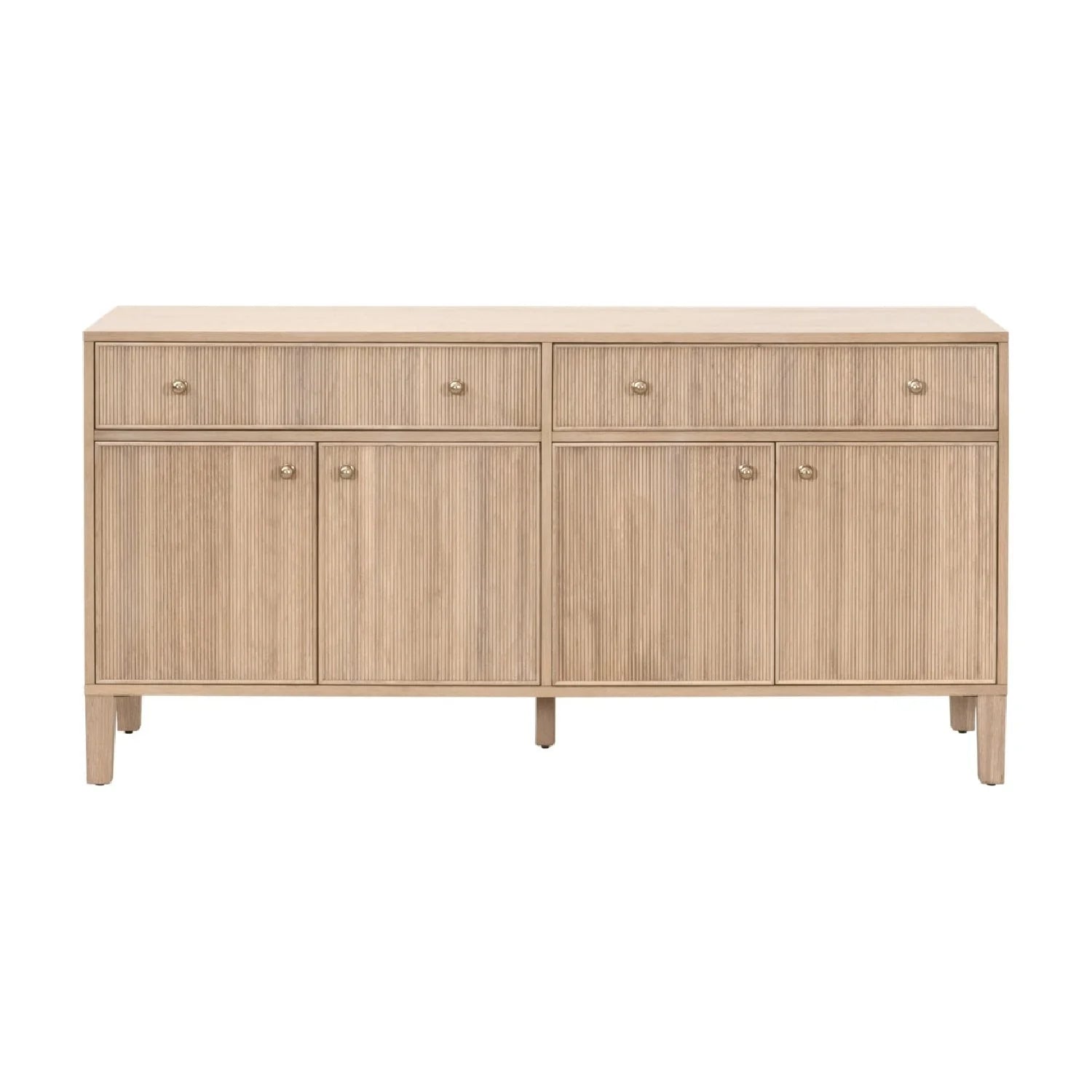 Luxury Fluted Solid Oak Sideboard European Style for Villa