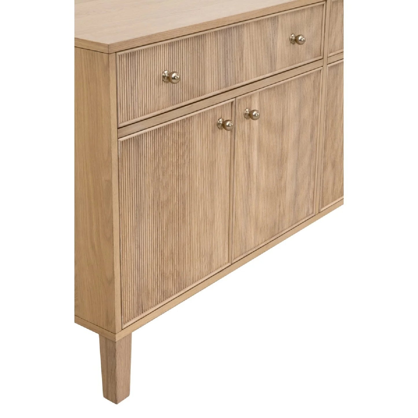 Luxury Fluted Solid Oak Sideboard European Style for Villa