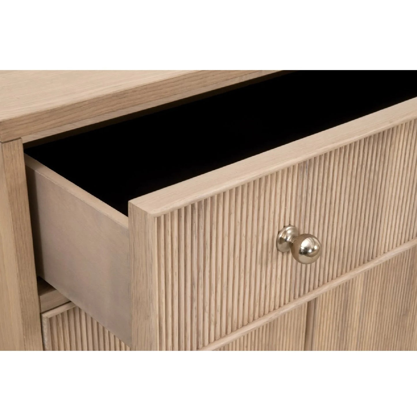 Luxury Fluted Solid Oak Sideboard European Style for Villa