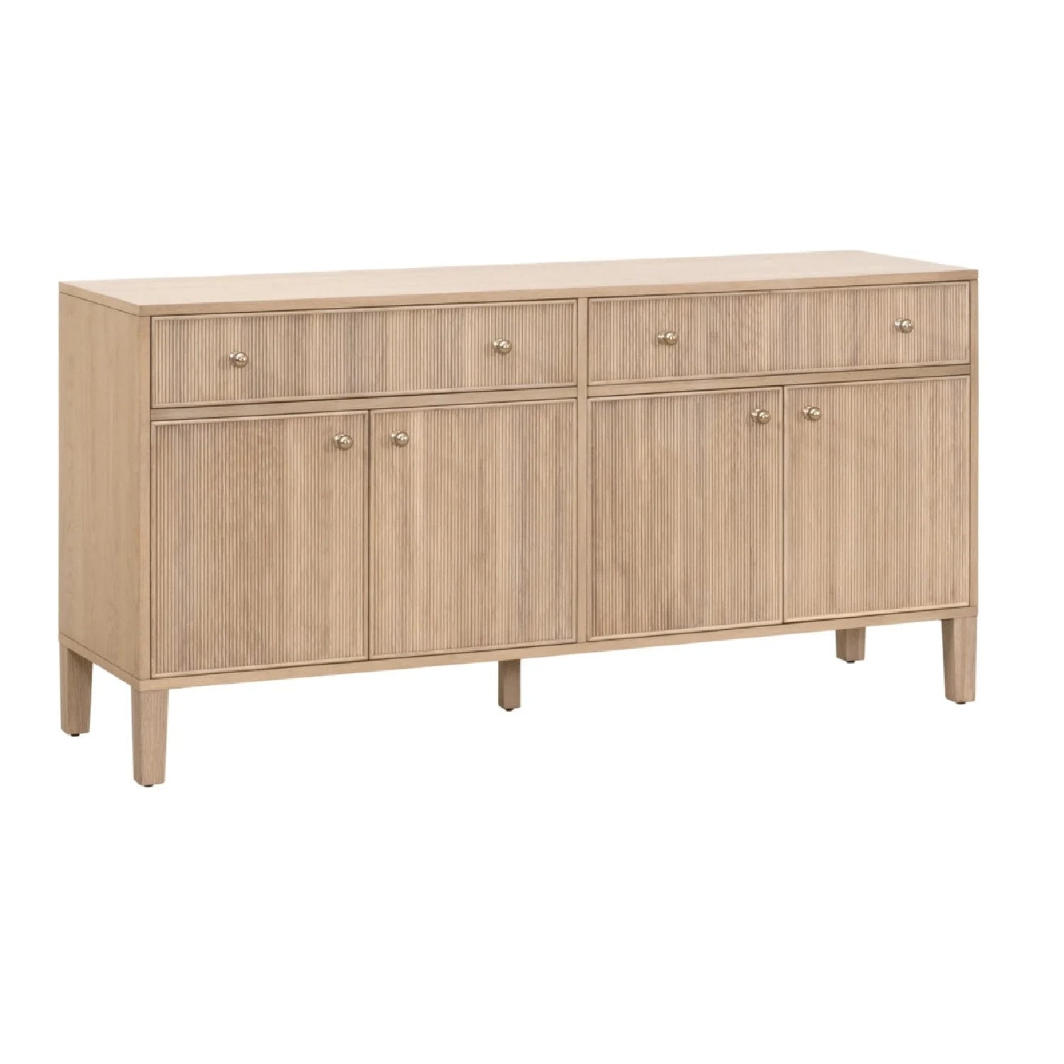 Luxury Fluted Solid Oak Sideboard European Style for Villa
