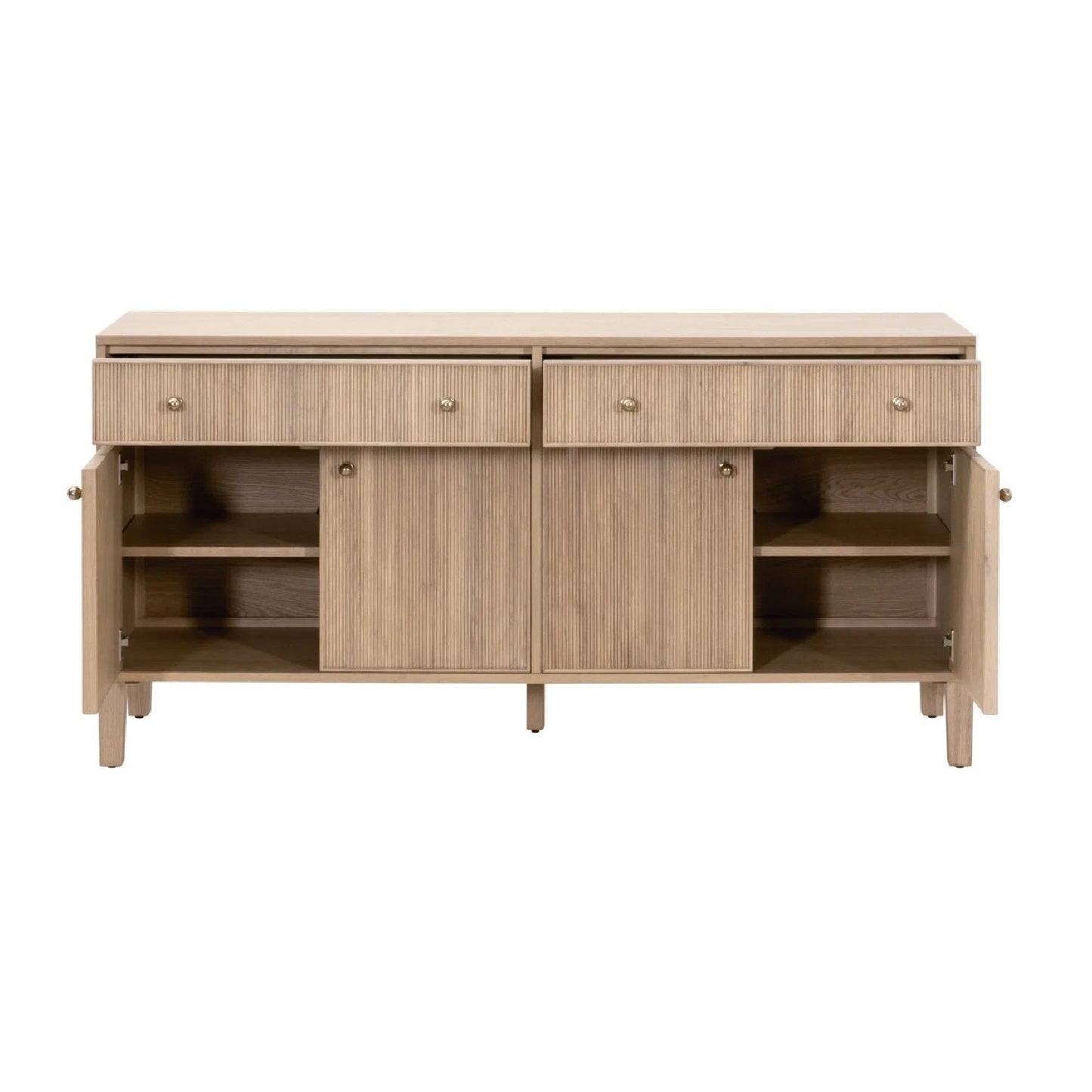 Luxury Fluted Solid Oak Sideboard European Style for Villa