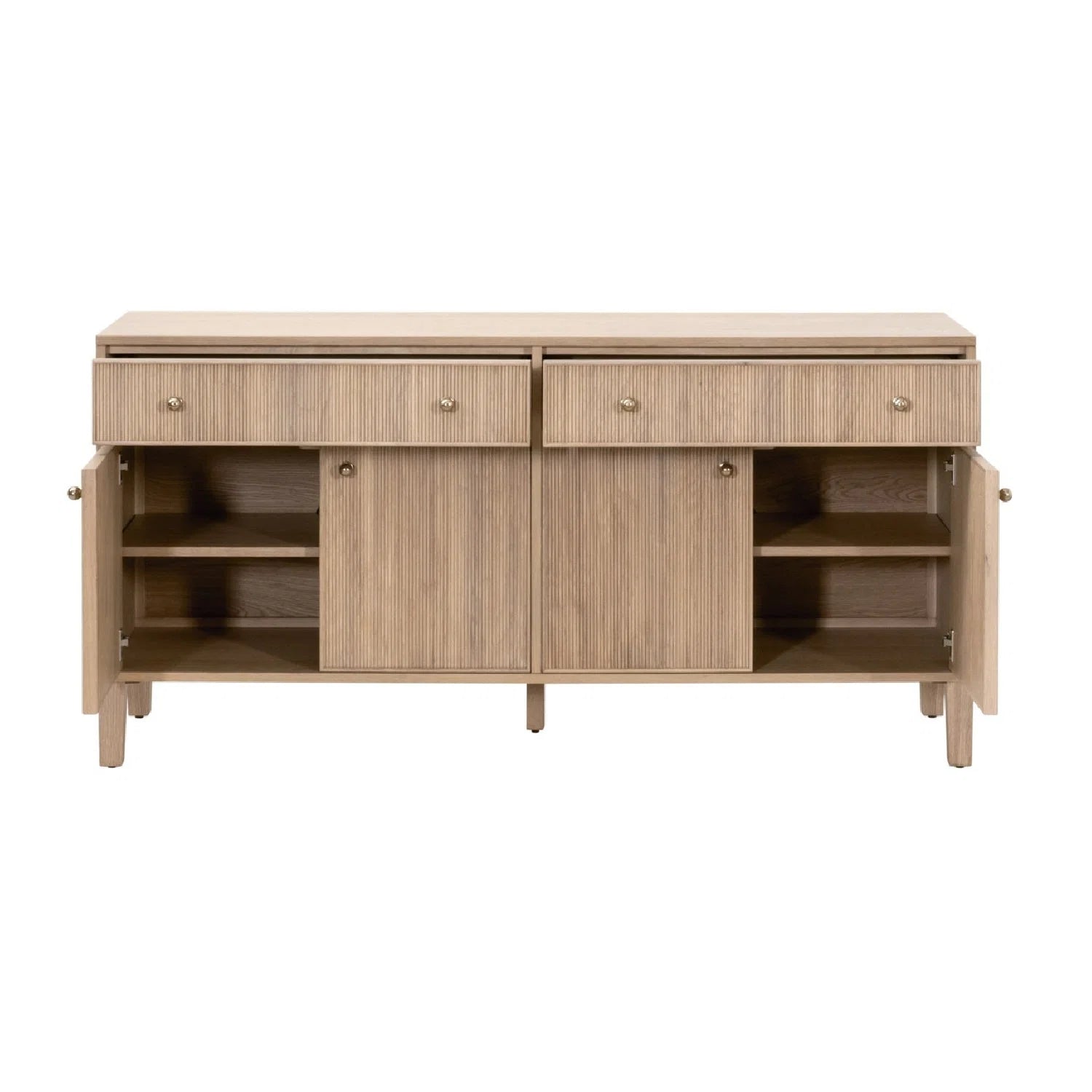 Luxury Fluted Solid Oak Sideboard European Style for Villa