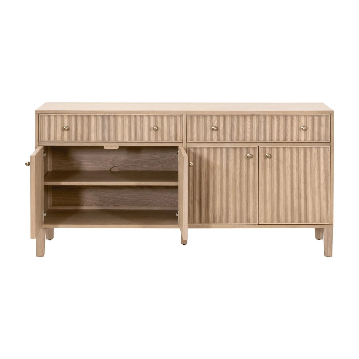 Luxury Fluted Solid Oak Sideboard European Style for Villa