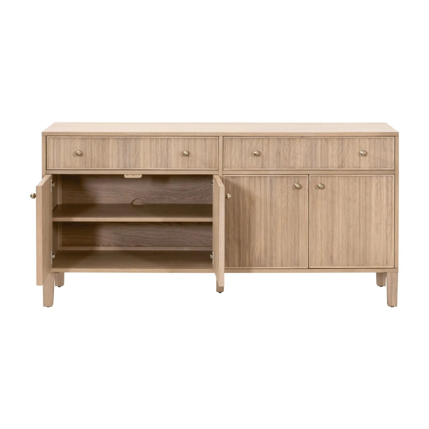 Luxury Fluted Solid Oak Sideboard European Style for Villa