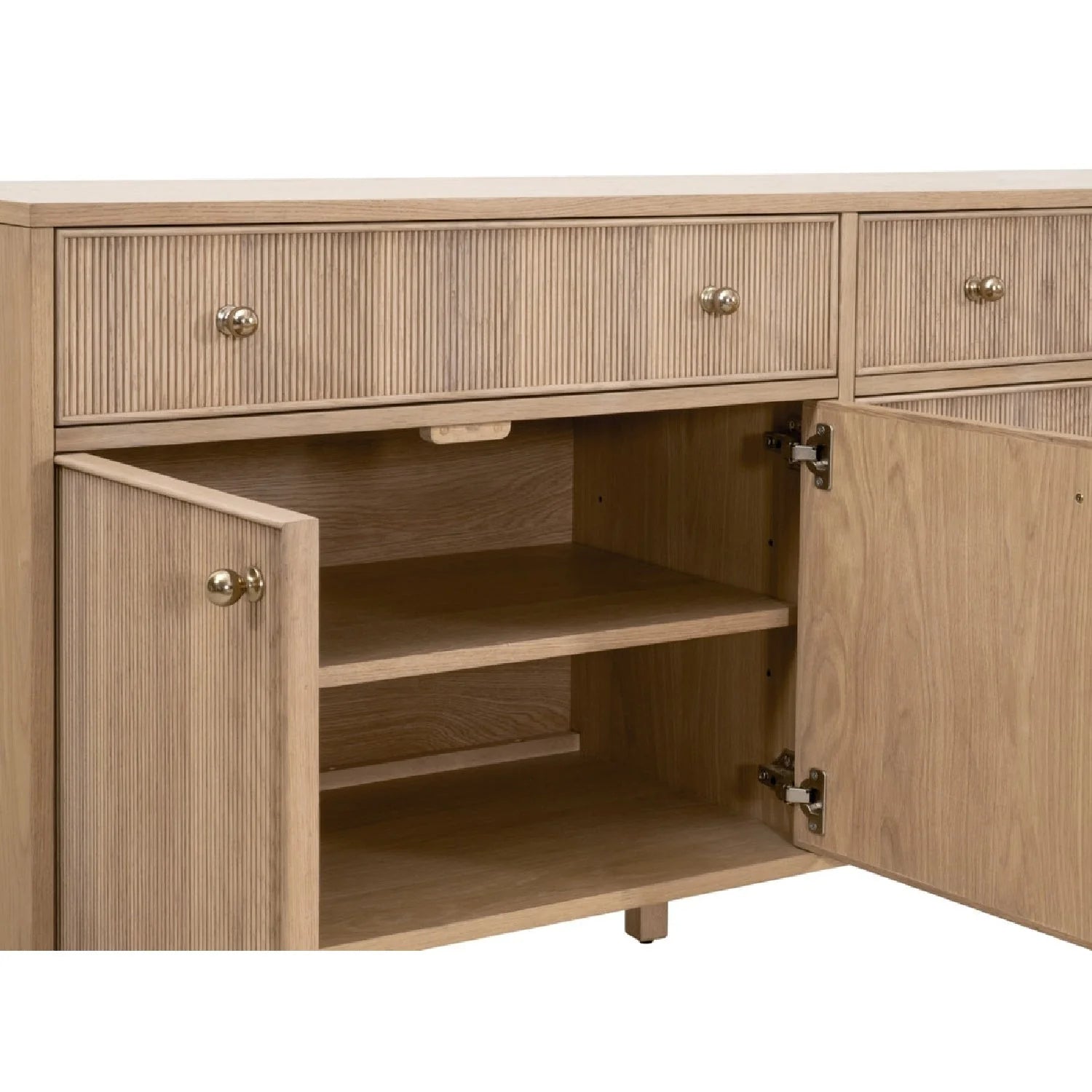 Luxury Fluted Solid Oak Sideboard European Style for Villa