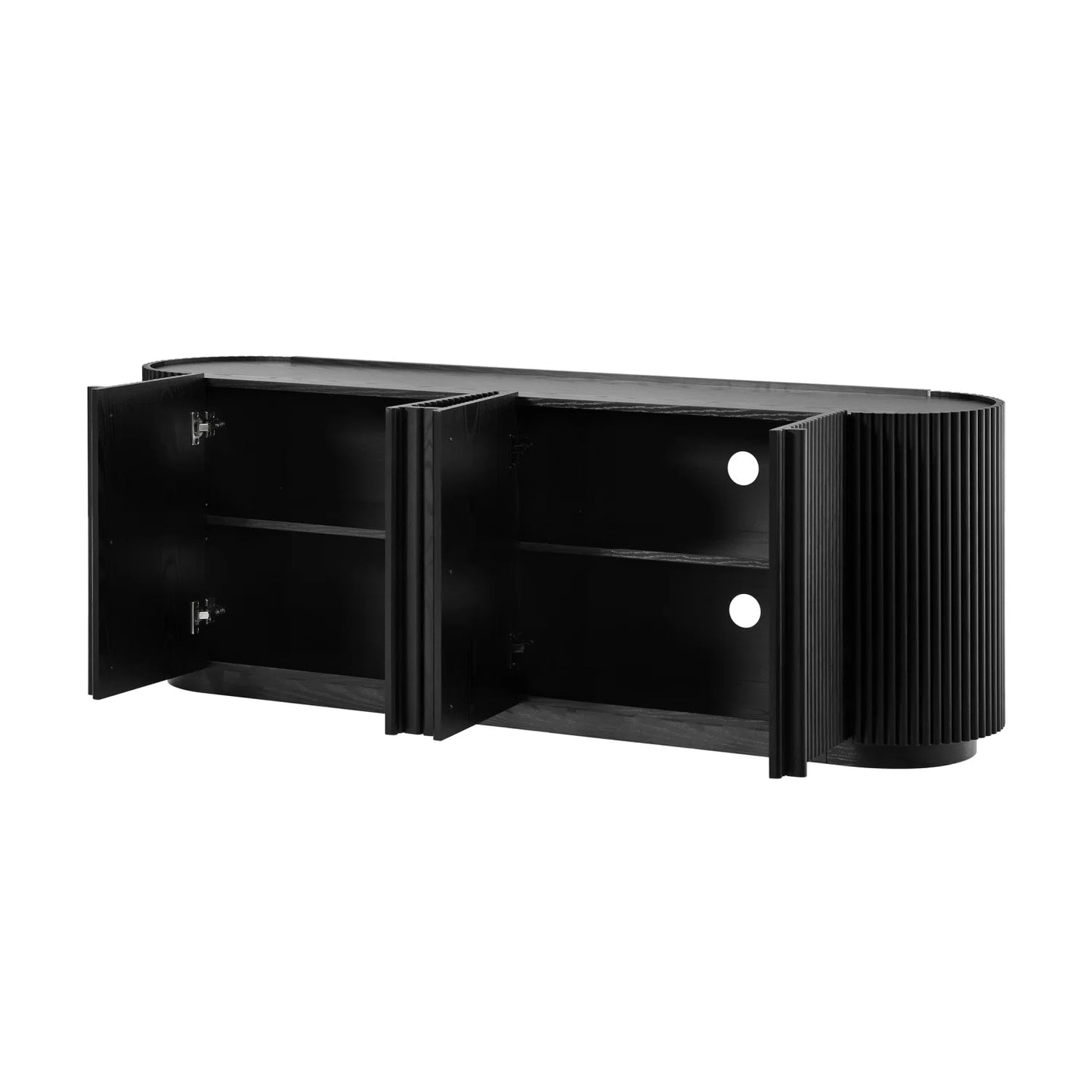 Luxury Fluted Tambour Door TV Stand Modern Italian Style for Villa