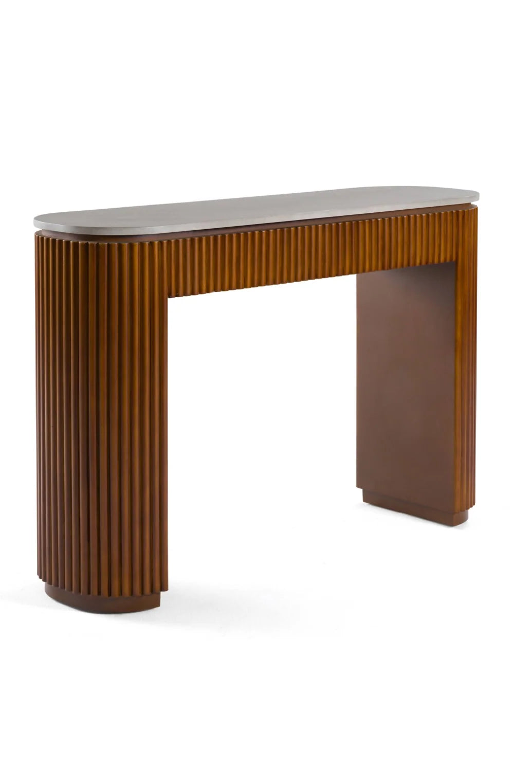 Luxury Fluted Wood Base Console Table Modern Italian Style for Villa
