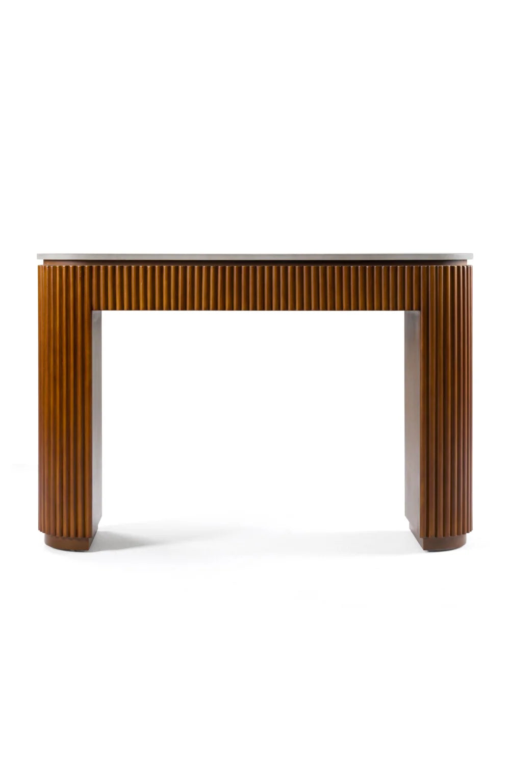 Luxury Fluted Wood Base Console Table Modern Italian Style for Villa