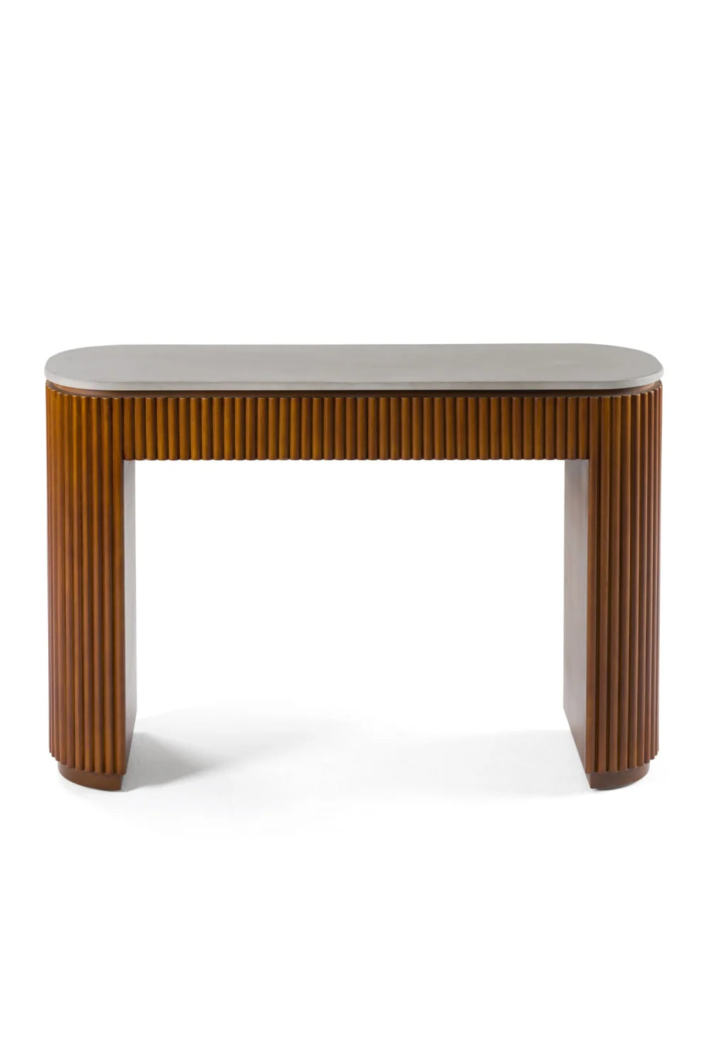 Luxury Fluted Wood Base Console Table Modern Italian Style for Villa
