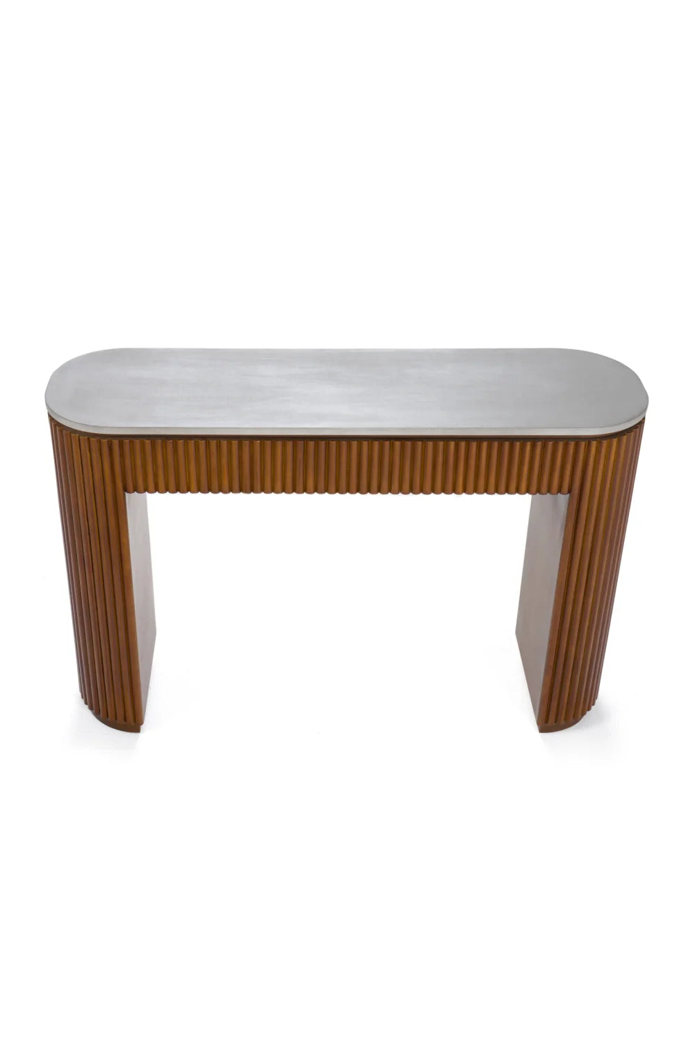 Luxury Fluted Wood Base Console Table Modern Italian Style for Villa