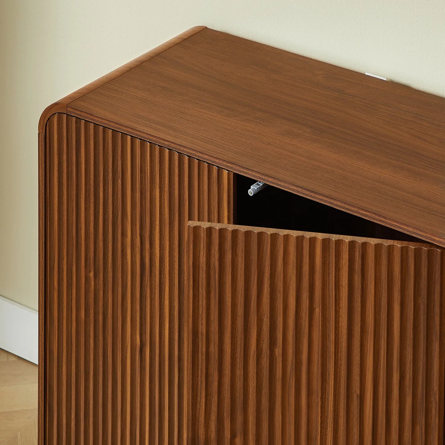 Luxury Fluted Wood Entryway Sideboard European Style for Villa