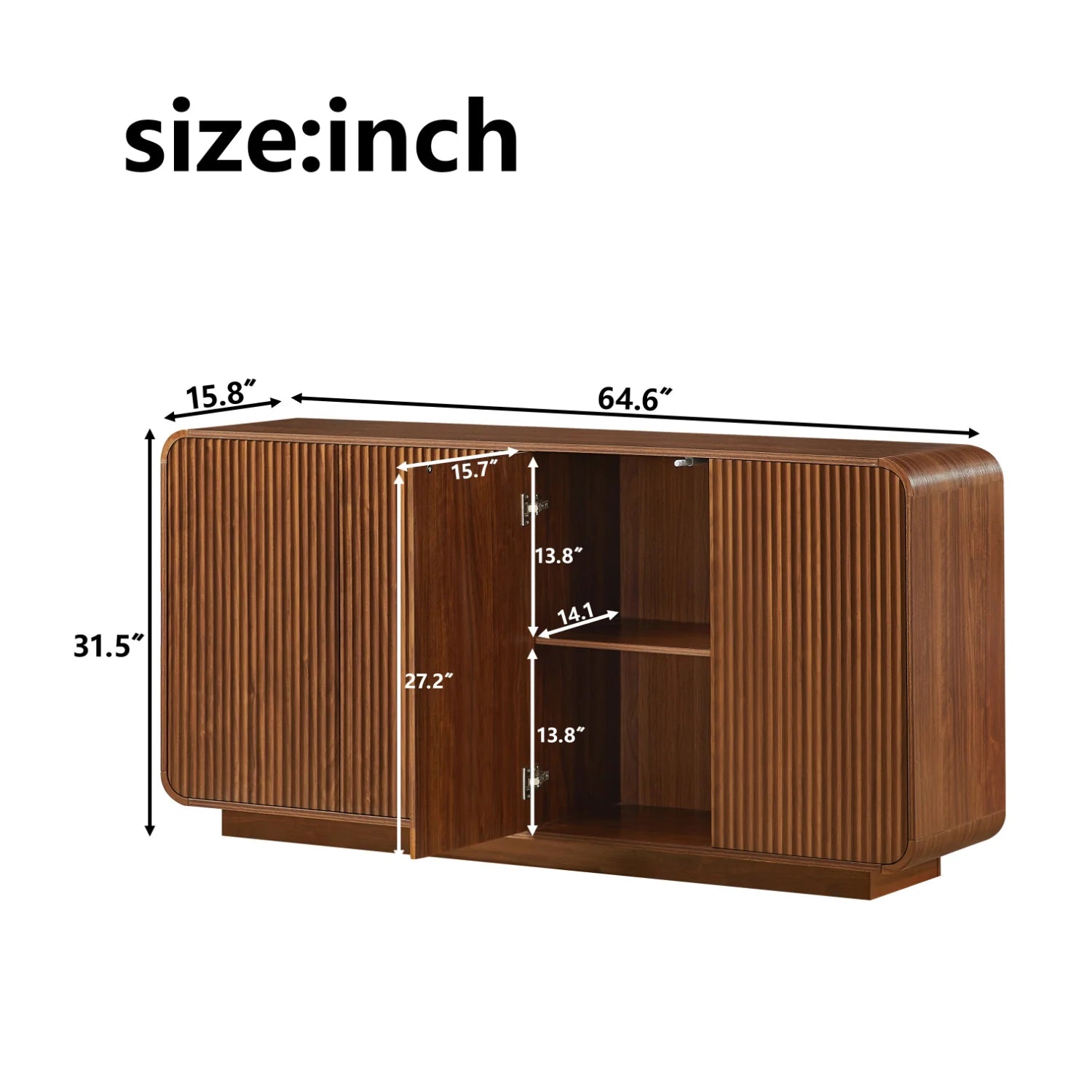 Luxury Fluted Wood Entryway Sideboard European Style for Villa