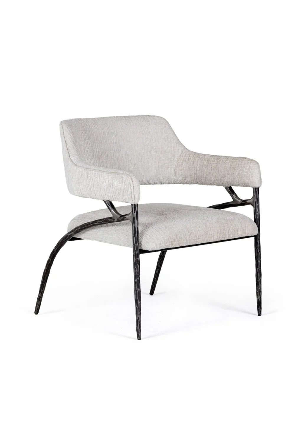Luxury Forged Metal Fabric Accent Chair Modern Italian Style for Villa