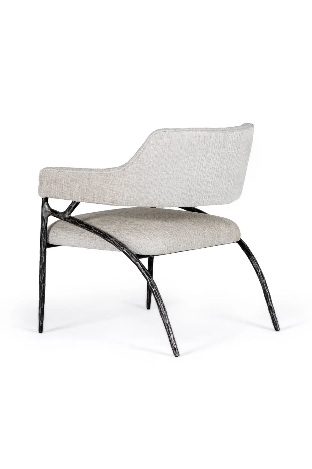 Luxury Forged Metal Fabric Accent Chair Modern Italian Style for Villa
