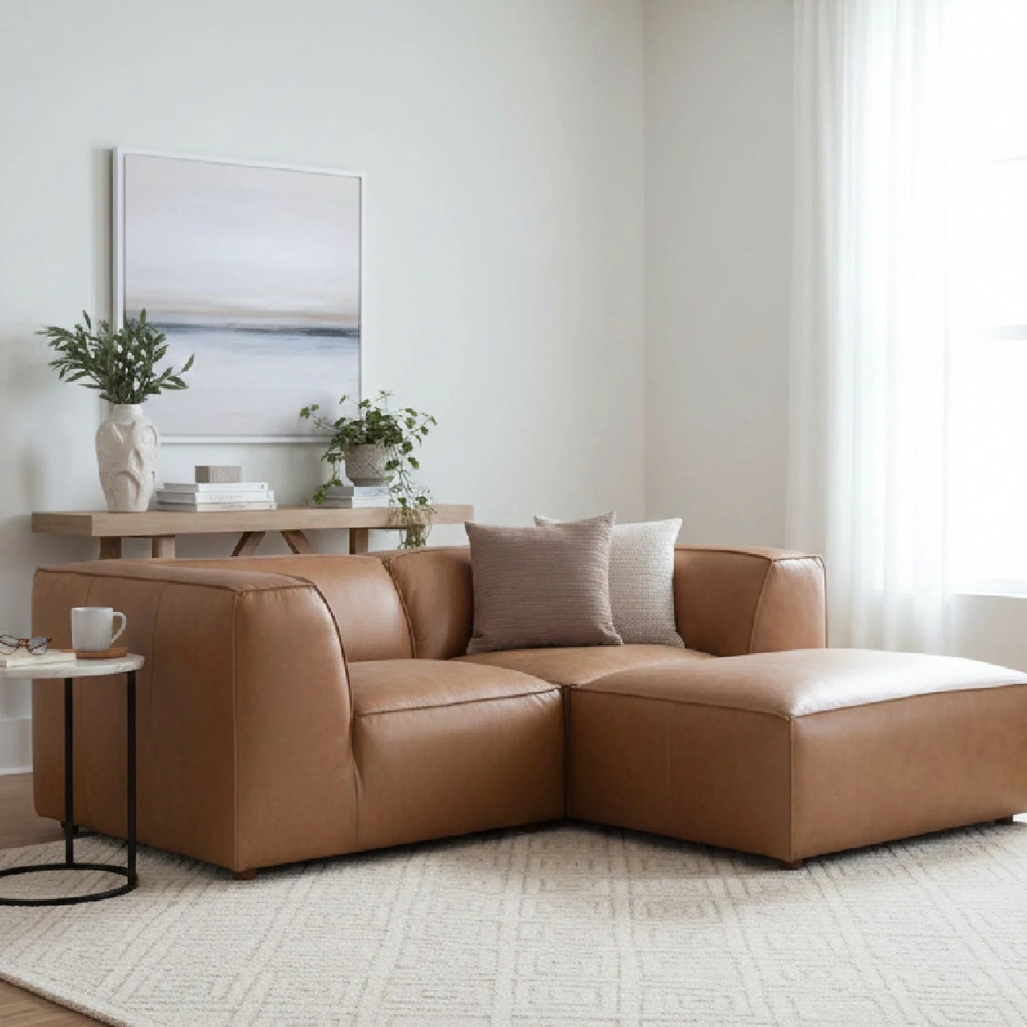 Luxury Form Modular Leather Nook Sofa Modern Italian Style for Villa