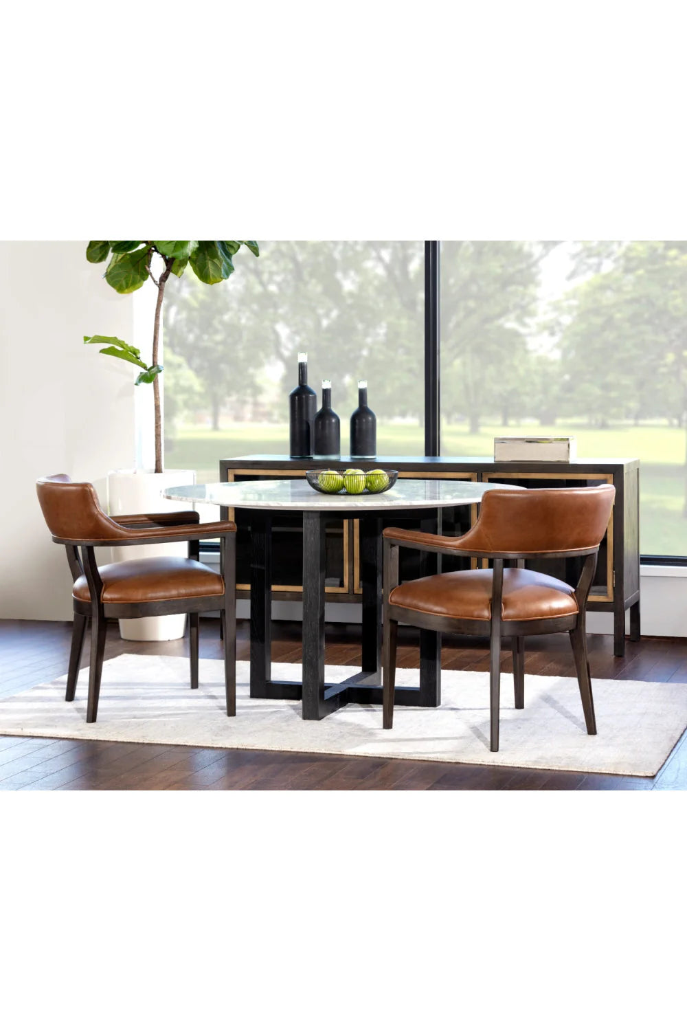 Luxury Framed Leather Modern Dining Armchair European Style for Villa