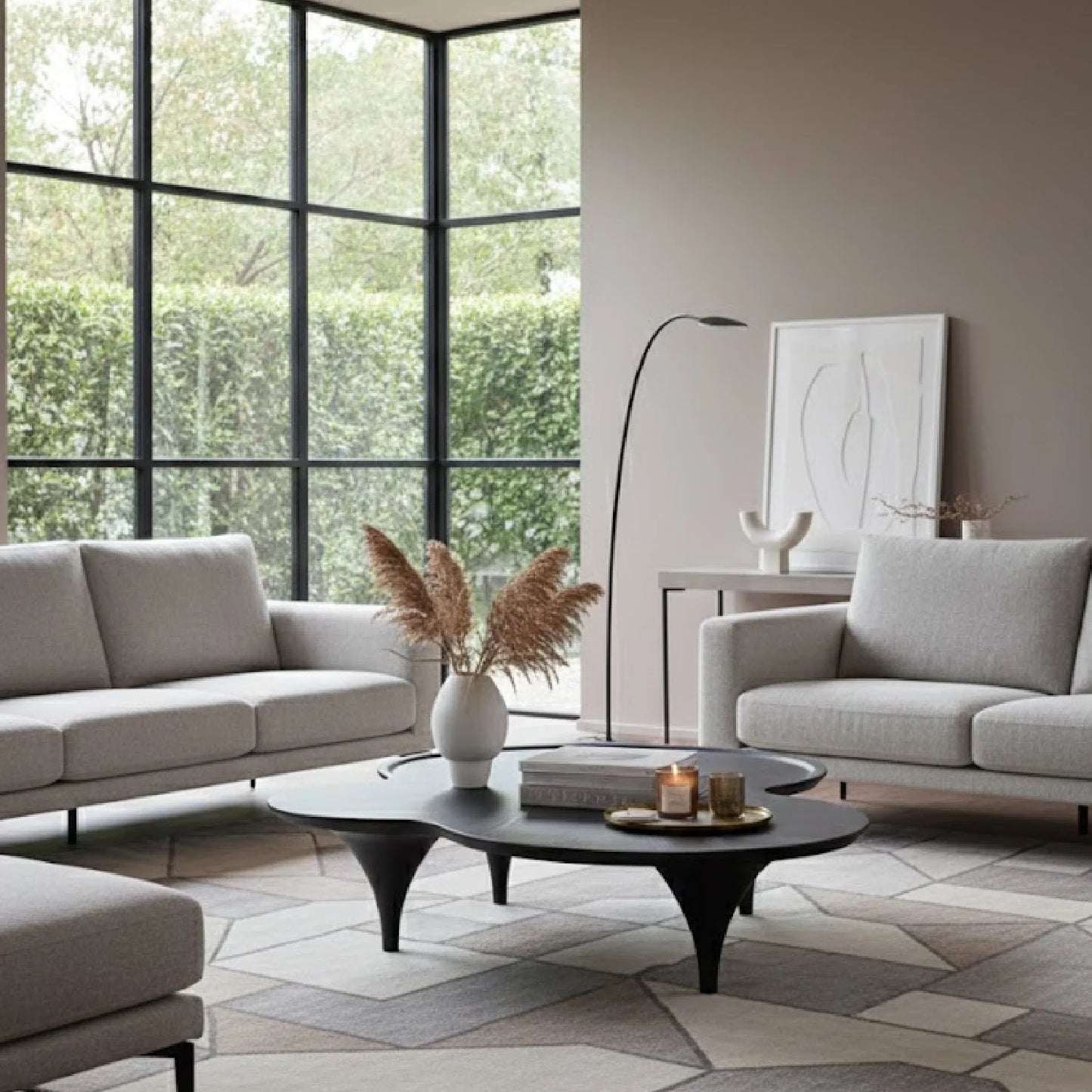 Luxury Free-Form Black Ash Coffee Table Modern Italian Style for Villa