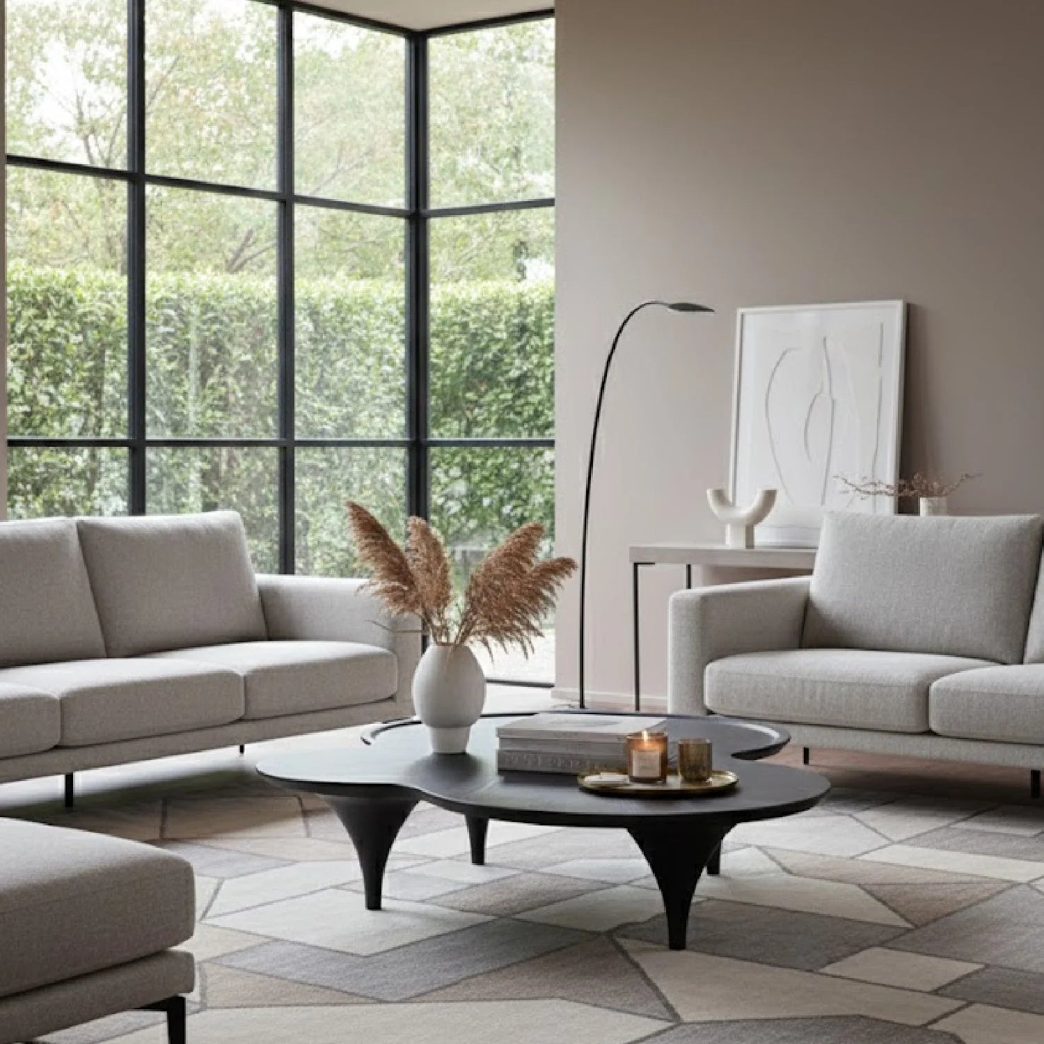 Luxury Free-Form Black Ash Coffee Table Modern Italian Style for Villa