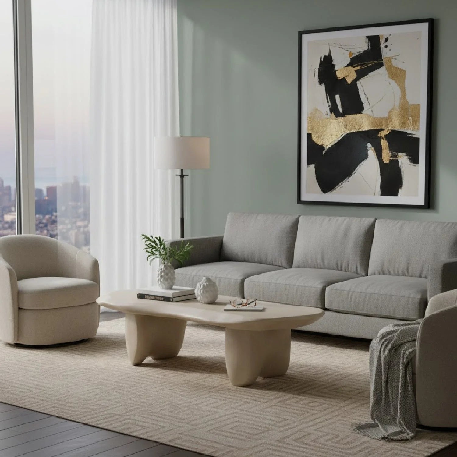 Luxury Free-Form Concrete Coffee Table Modern Italian Style for Villa