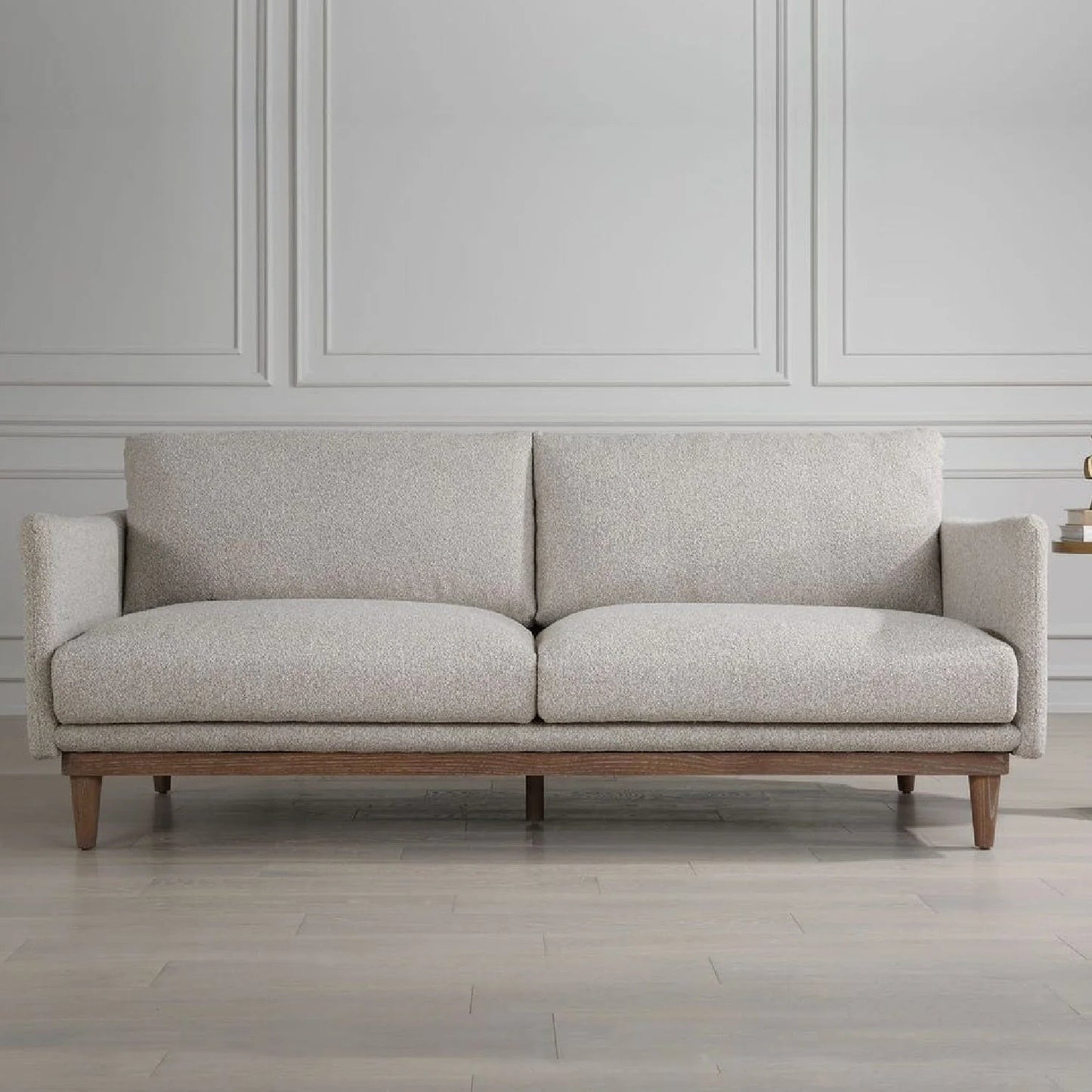 Luxury Freefall Beige Boucle Sofa Modern Italian Style for Villa