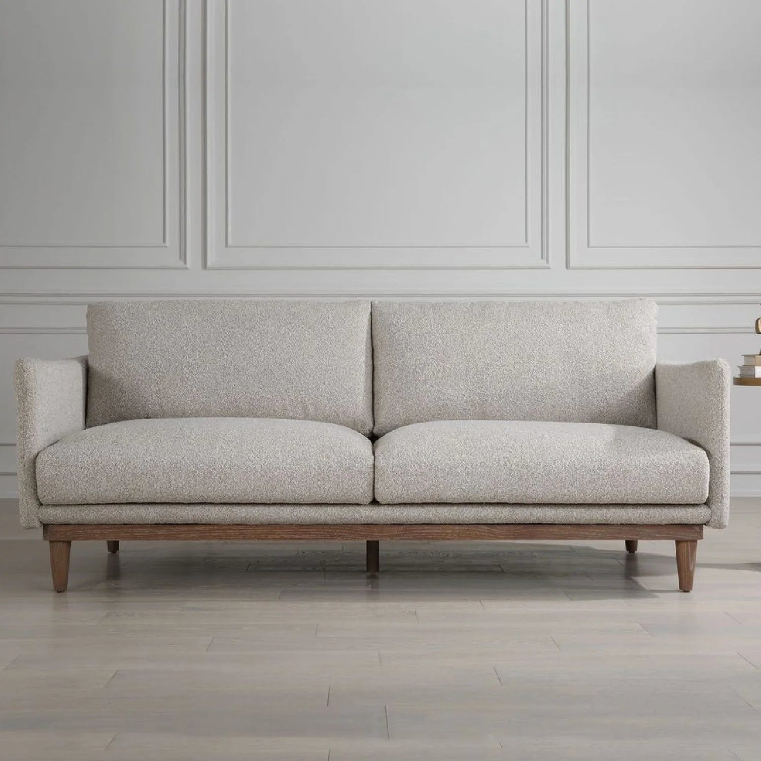 Luxury Freefall Beige Boucle Sofa Modern Italian Style for Villa