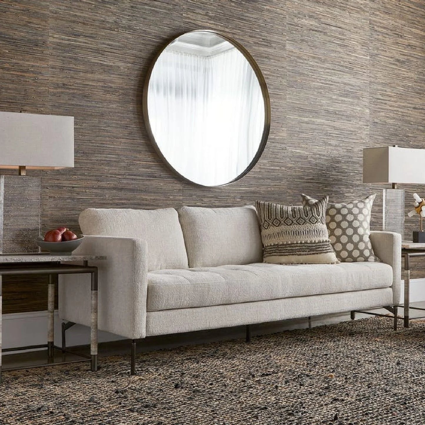 Luxury Freefall Beige Boucle Sofa Modern Italian Style for Villa