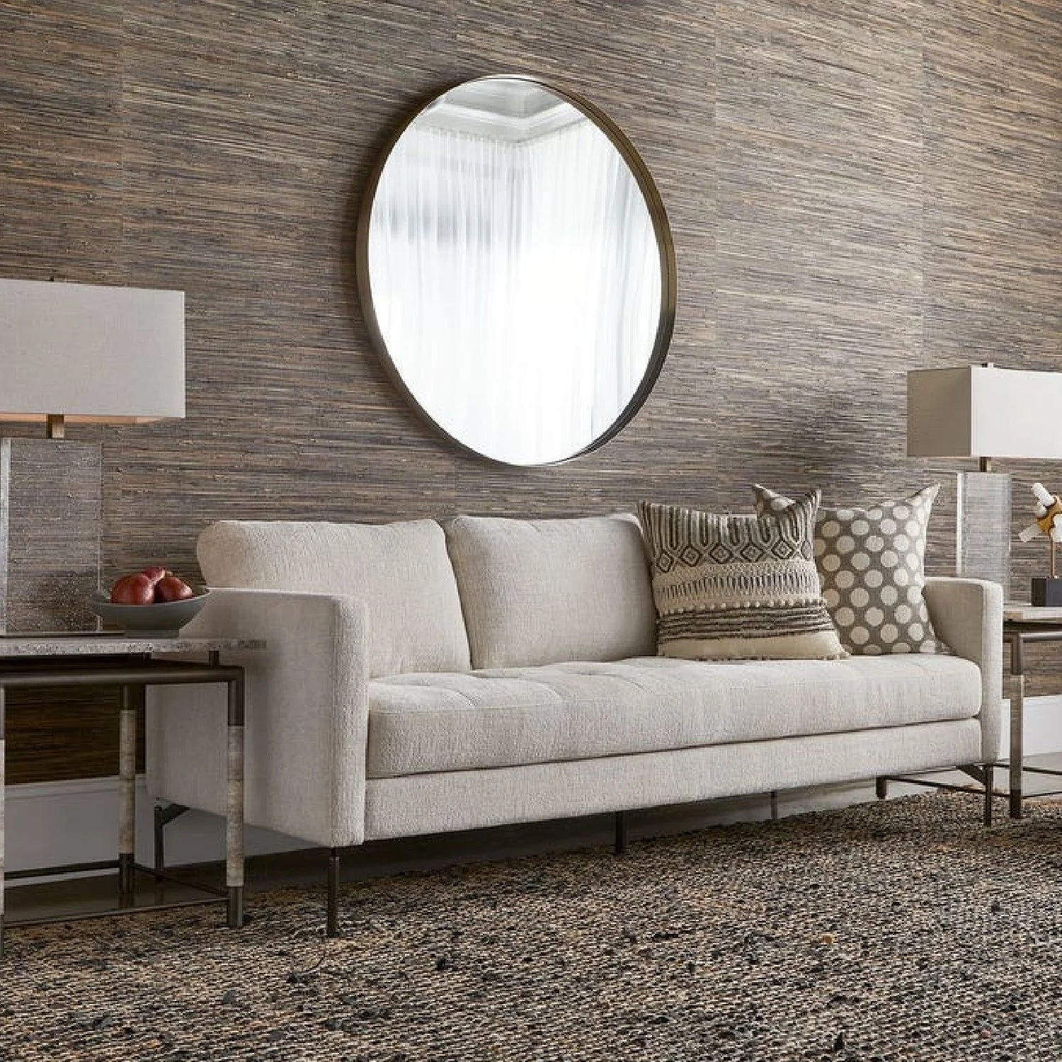 Luxury Freefall Beige Boucle Sofa Modern Italian Style for Villa