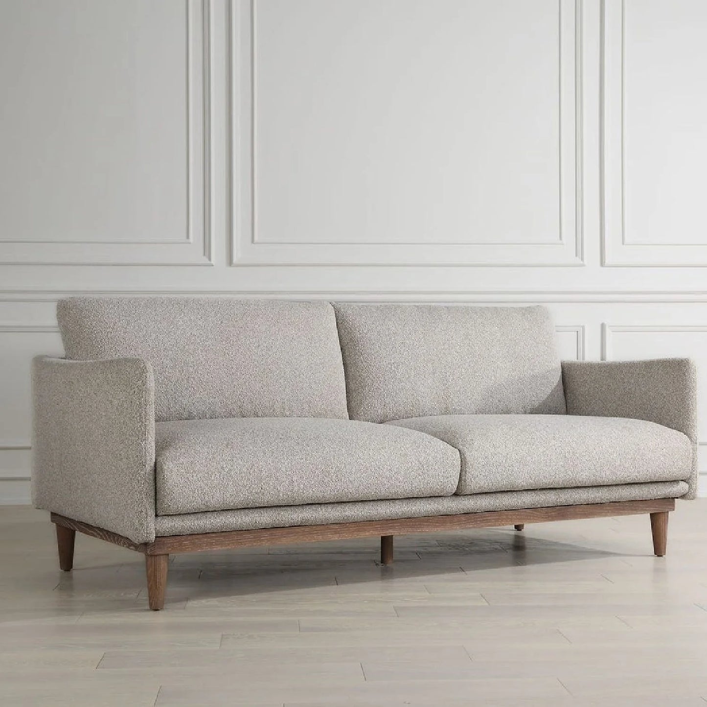 Luxury Freefall Beige Boucle Sofa Modern Italian Style for Villa