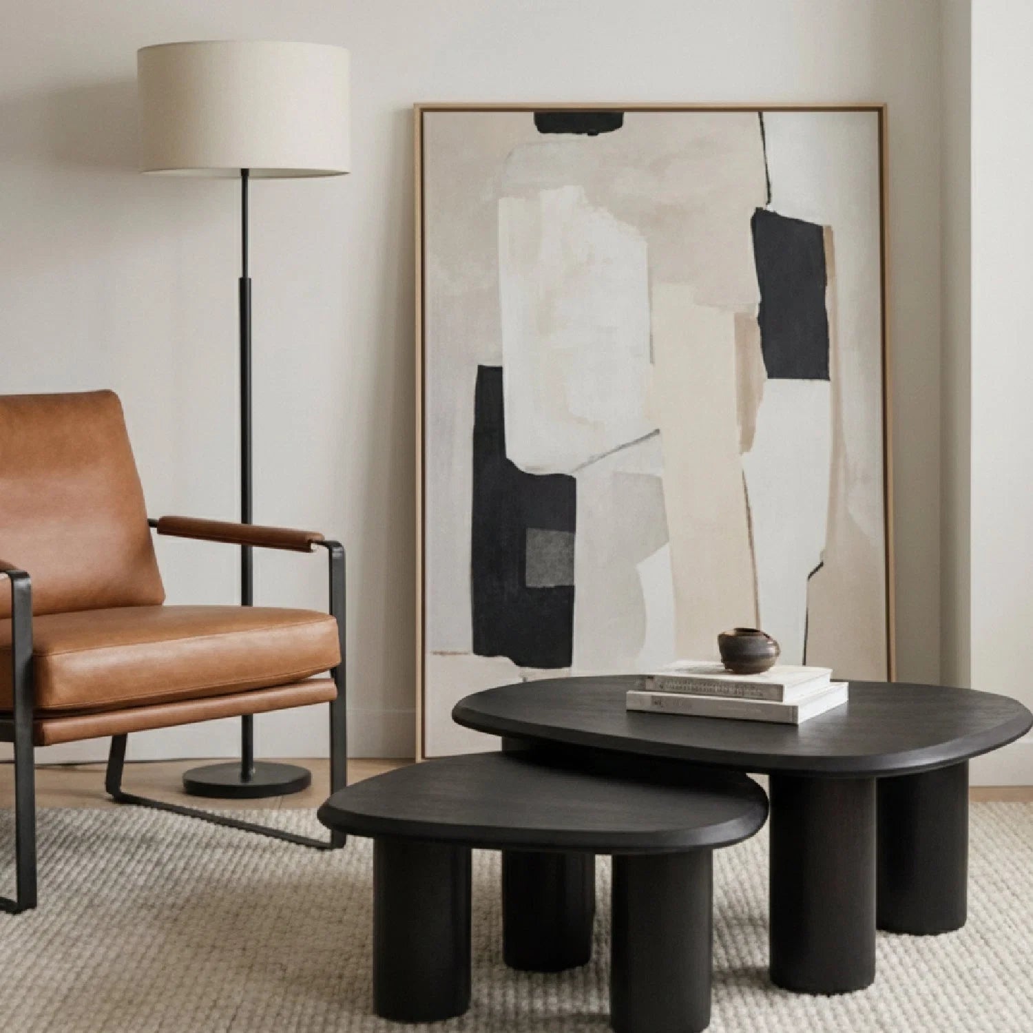 Luxury Freeform Ash Nesting Coffee Table Set Modern Italian Style for Villa