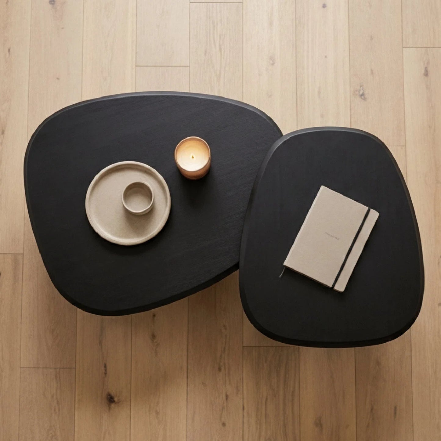Luxury Freeform Ash Nesting Coffee Table Set Modern Italian Style for Villa