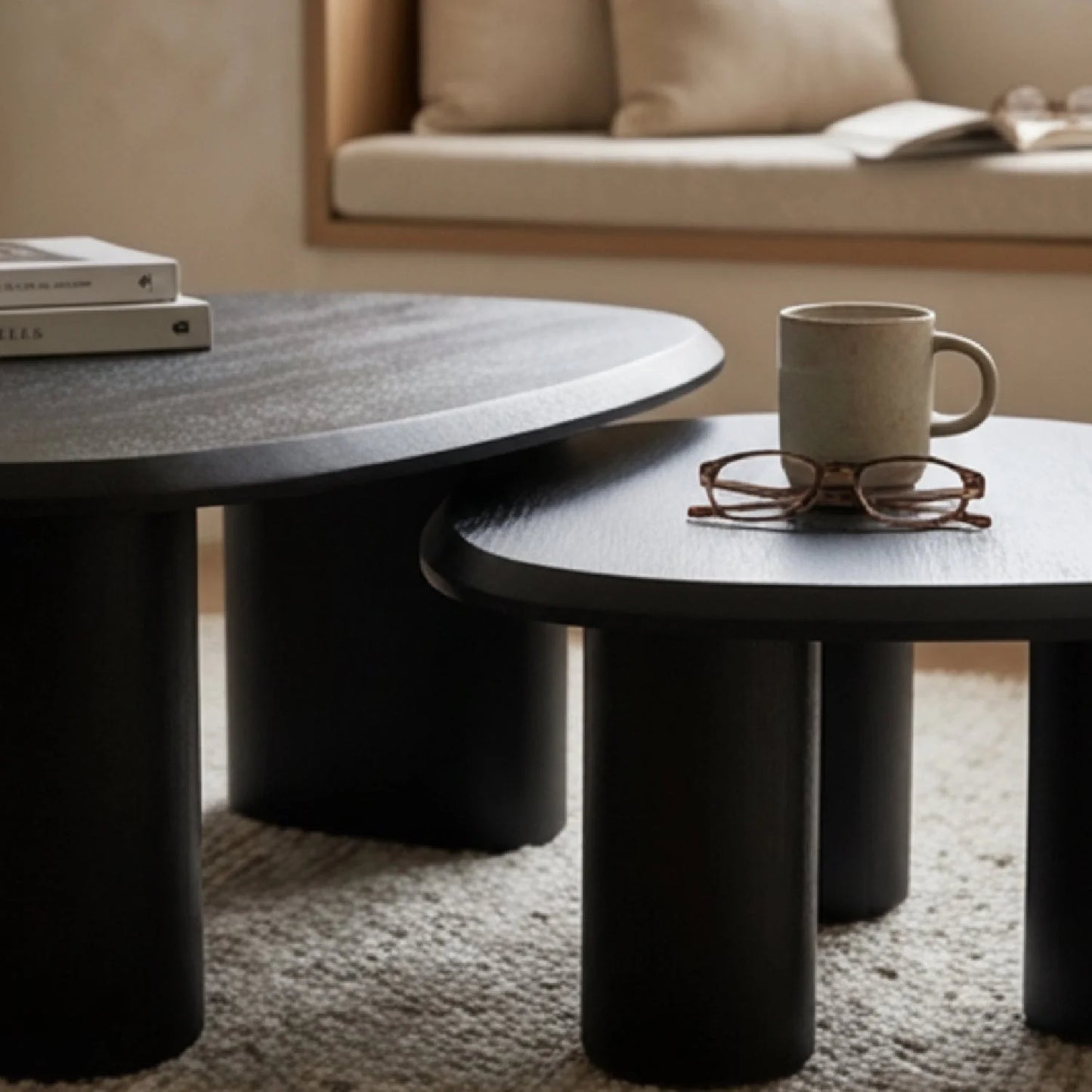 Luxury Freeform Ash Nesting Coffee Table Set Modern Italian Style for Villa