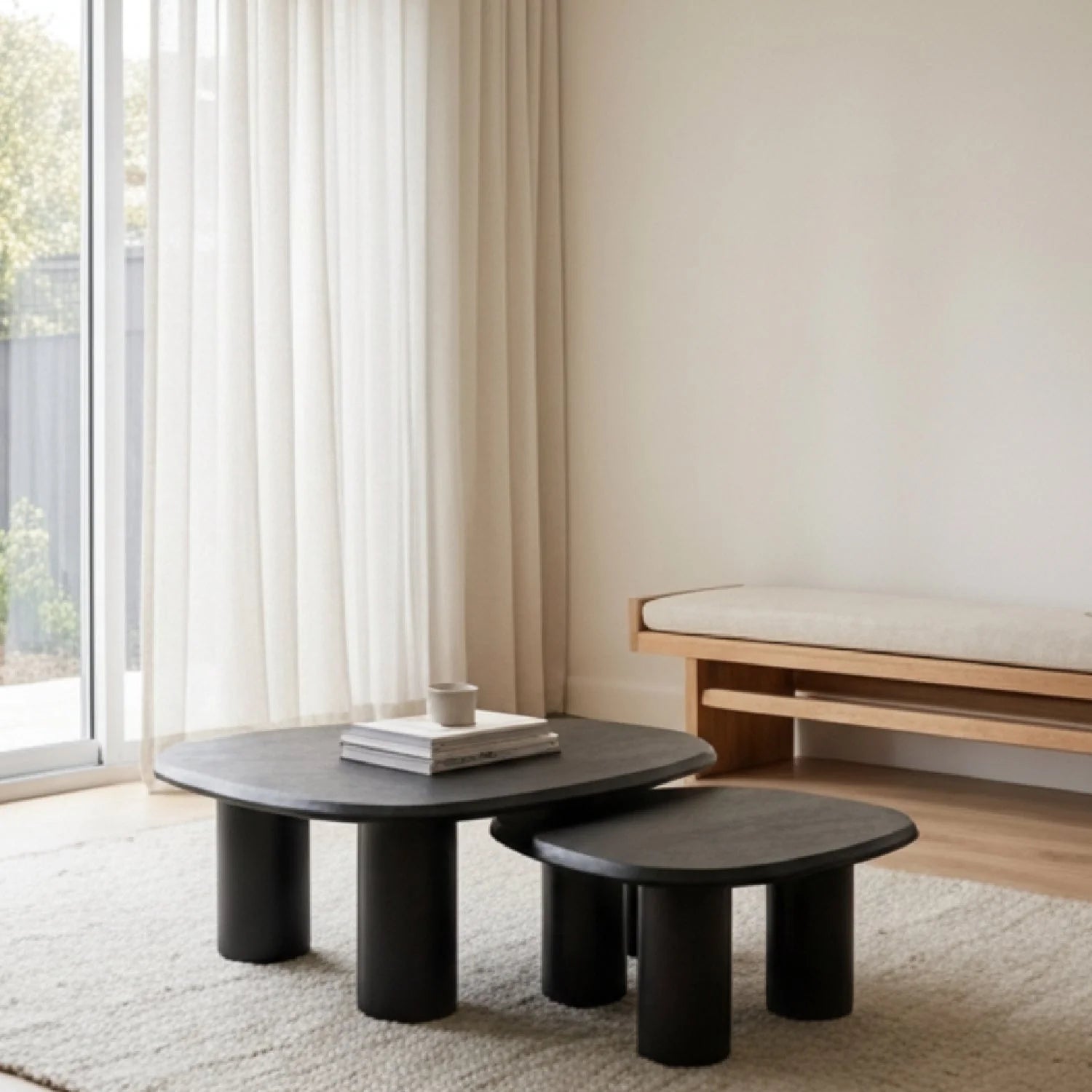 Luxury Freeform Ash Nesting Coffee Table Set Modern Italian Style for Villa