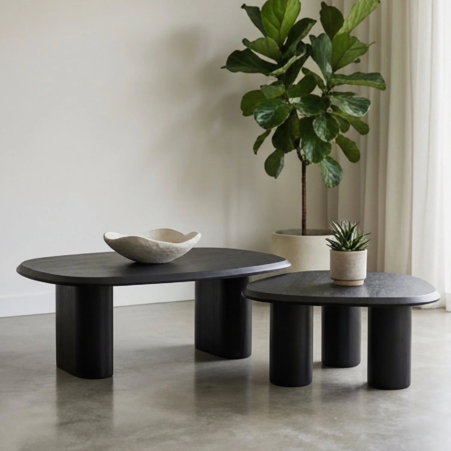 Luxury Freeform Ash Nesting Coffee Table Set Modern Italian Style for Villa