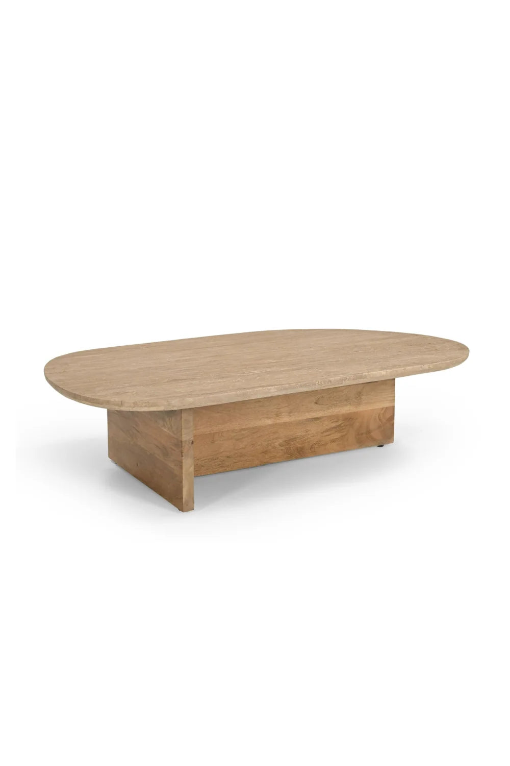 Luxury Freeform Beige Travertine Coffee Table Modern Italian Style for Villa