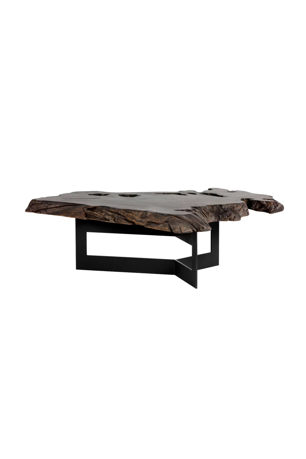 Luxury Freeform Black Teak Coffee Table Modern Italian Style for Villa